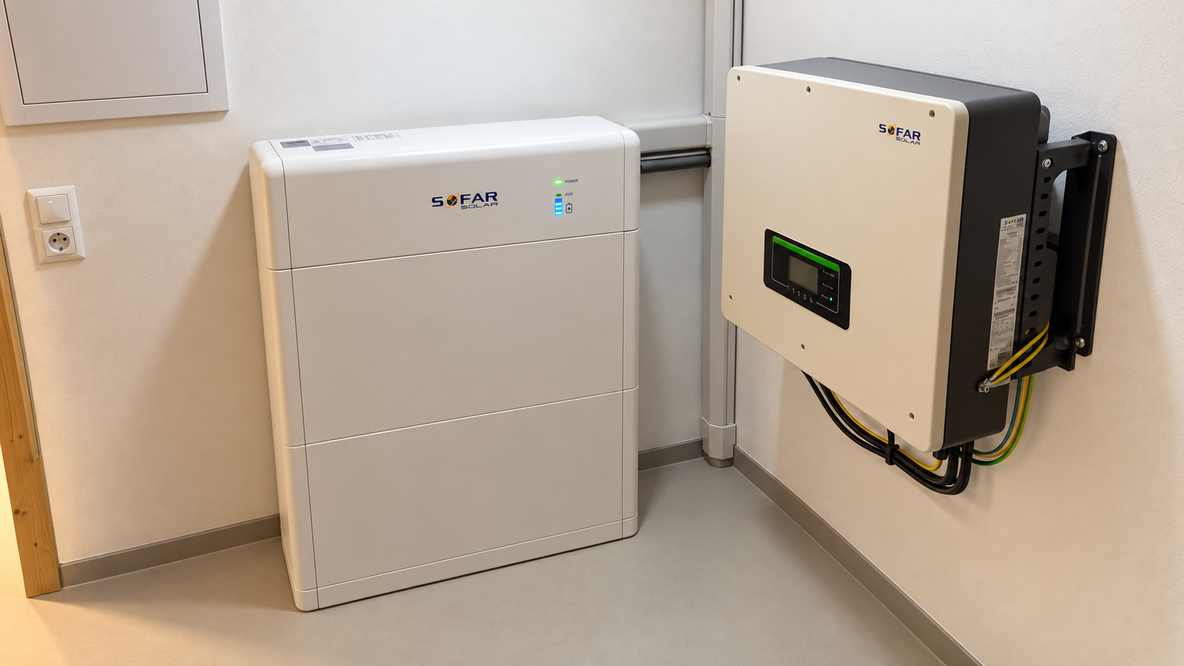 Sofar inverter and high-voltage battery in the building's basement